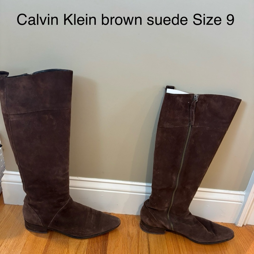 Calvin Klein Brown Suede Heeled Boots